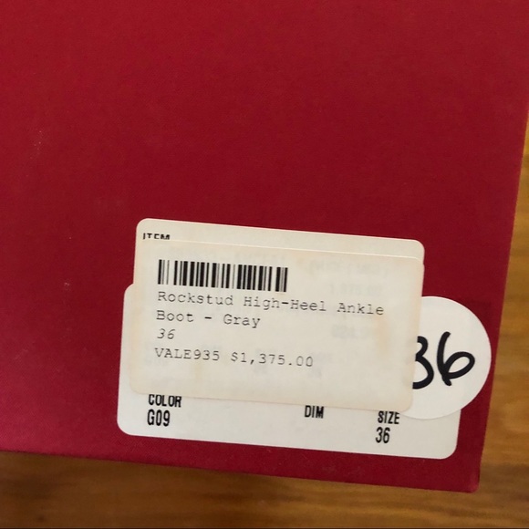 Valentino Rockstud High Heel Ankle Boot Gray 36 - Picture 7 of 7